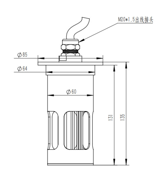 結冰厚度傳感器產品尺寸圖