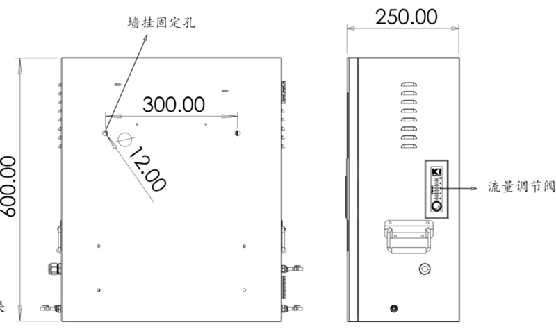 水質(zhì)ph電導率濁度在線監(jiān)測設備側(cè)視圖